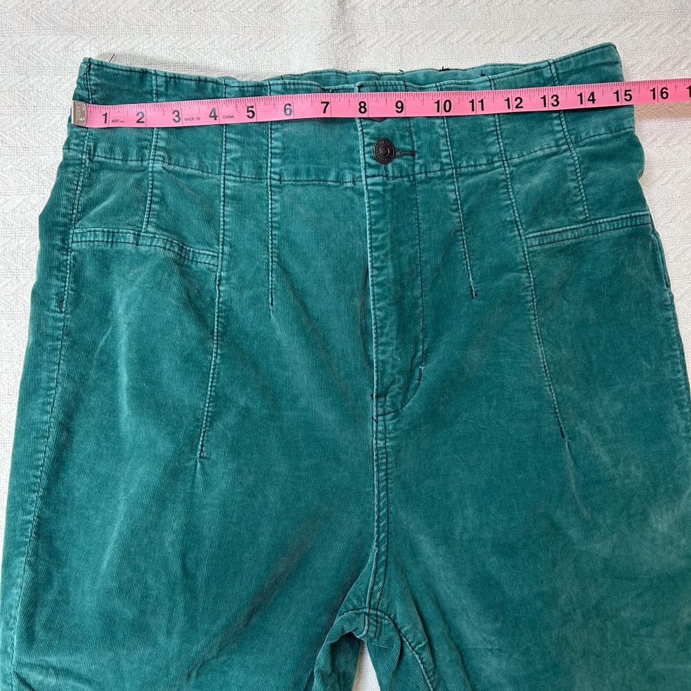 We The Free Jayde Cord Flare Jeans green blue teal emerald High Rise - Sz 31 - Picture 3 of 9